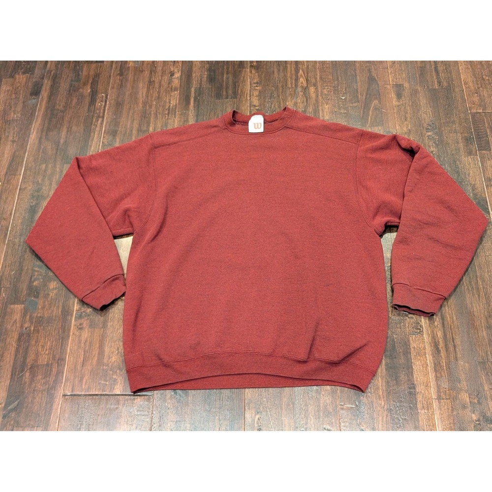 Vintage‎ Wilson Sweatshirt Mens 2XL Red Crewneck Fleece Pullover 90s Soft Warm